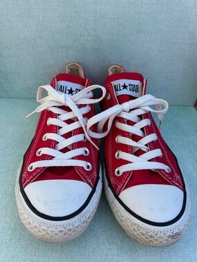 Converse Red Low-Top Canvas Sneakers with White Laces